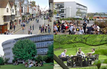 Images of the campus and Guildford
